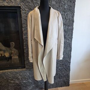 Marc New York Vegan Leather & Suede Cream Women's Draped Waterfall Jacket Sz S